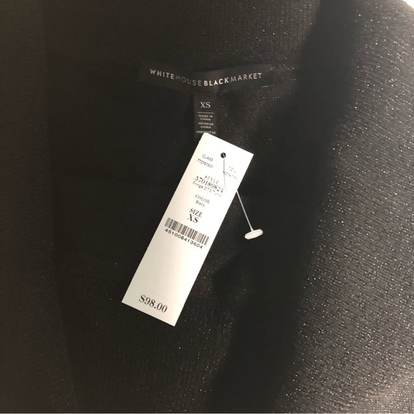 ⭐️NEW⭐️White House Black Market OFF-THE-SHOULDER FRINGE TUNIC SHIMMER SWEATER - Picture 7 of 9